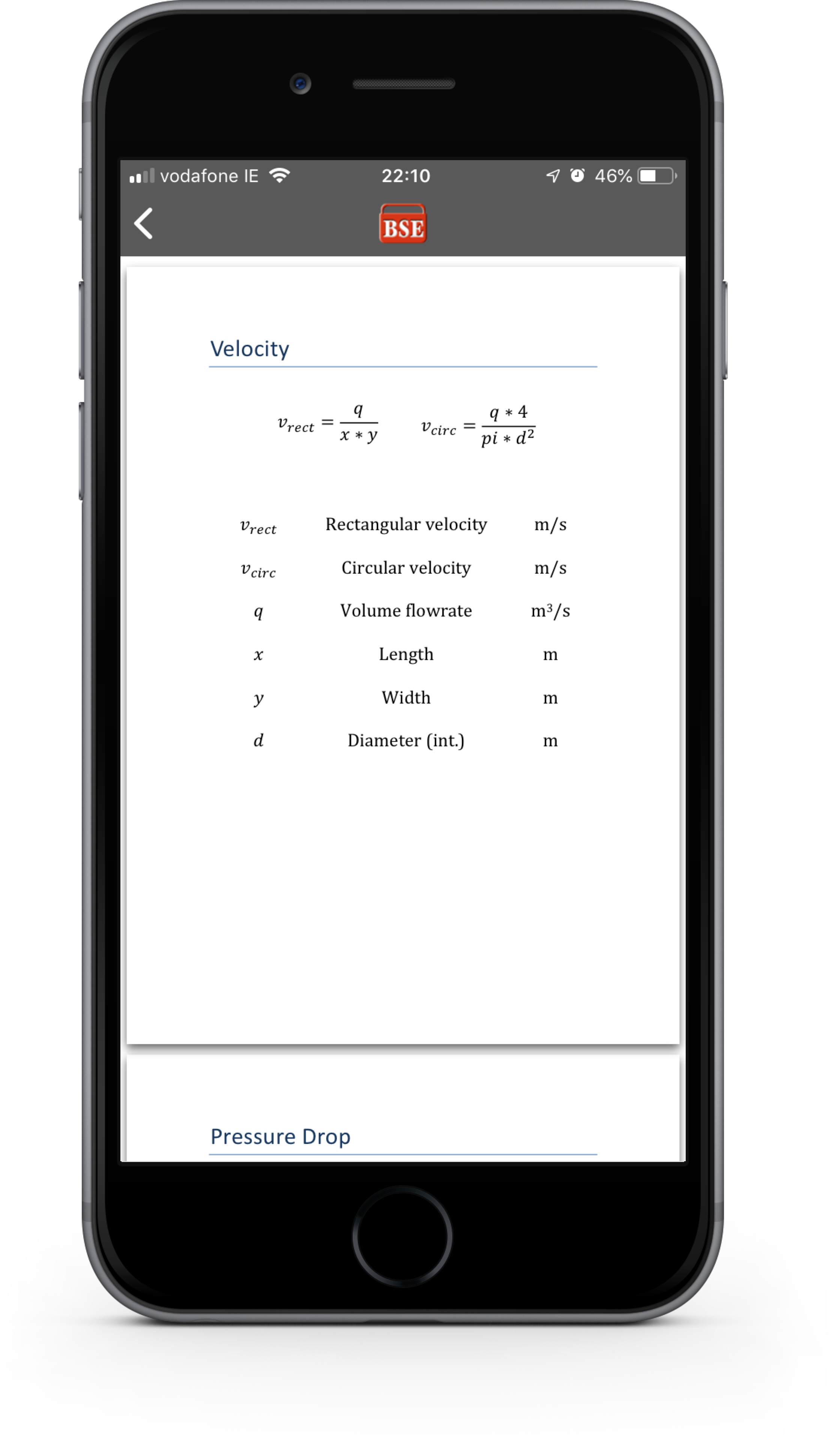 Formula transparency showing velocity equations and variable definitions
